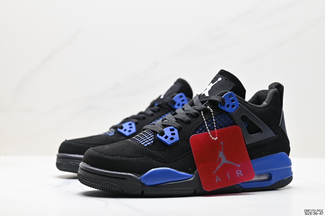 Nike Air Jordan 4 Retro ”Bred Reimagined” Michael Jordan basketball shoes ”Leather Edition Black and Red Bulls” 308497-009