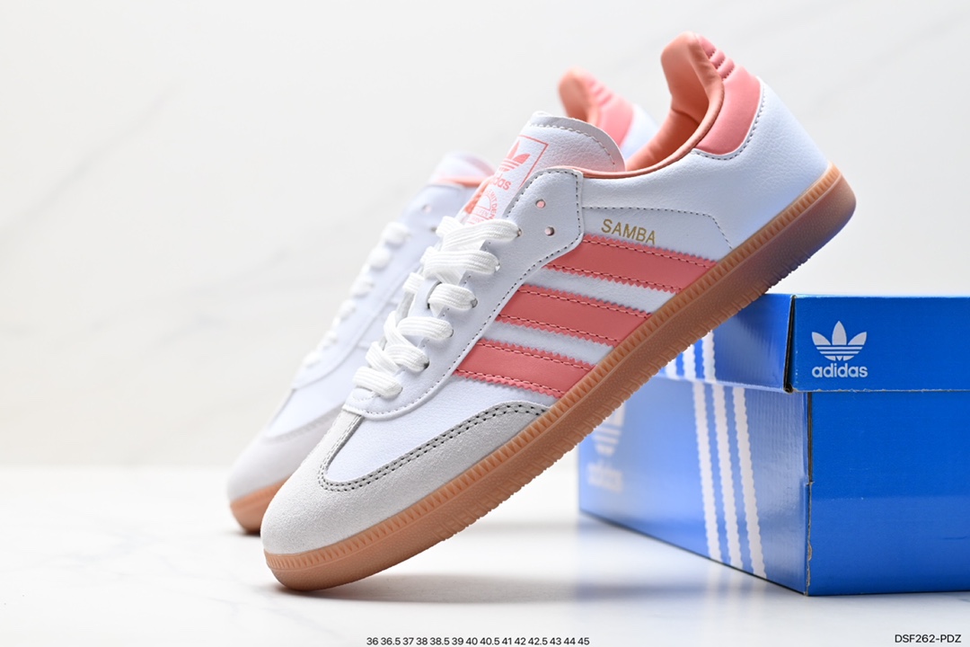 Adidas Originals Samba Vegan OG Samba Sneakers ”Leather Black and White Light Gray Caramel Bottom Environmental Protection Logo” B75807