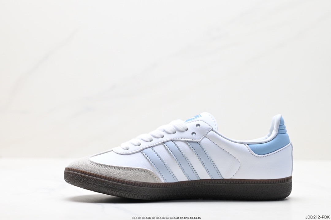 Adidas Originals Samba Vegan OG Samba Series Gentleman Sneakers ”Leather Black and White Light Gray Caramel Bottom Environmental Protection Logo” GY7386