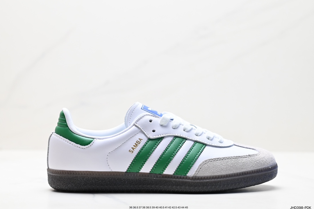 Adidas Originals Samba Vegan OG Samba Sneakers ”Leather Black and White Light Gray Caramel Bottom Eco-friendly Logo” ID2056