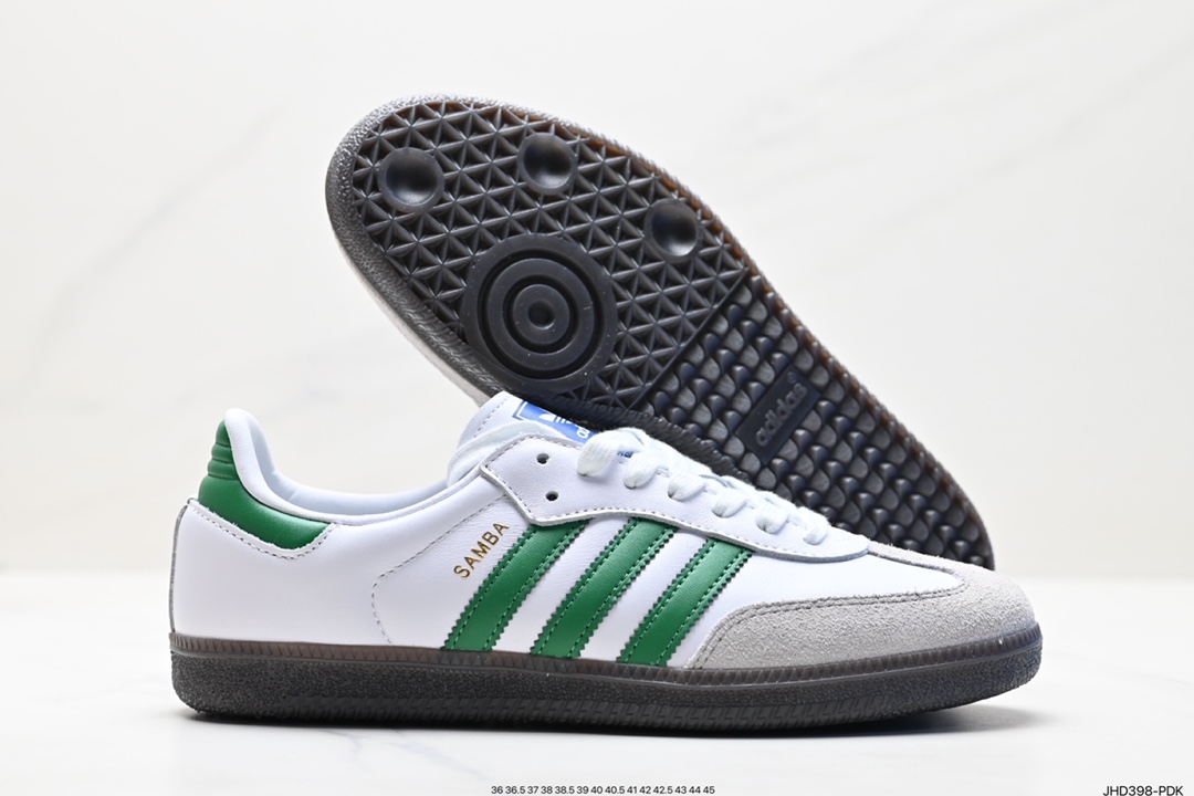 Adidas Originals Samba Vegan OG Samba Sneakers ”Leather Black and White Light Gray Caramel Bottom Eco-friendly Logo” ID2056