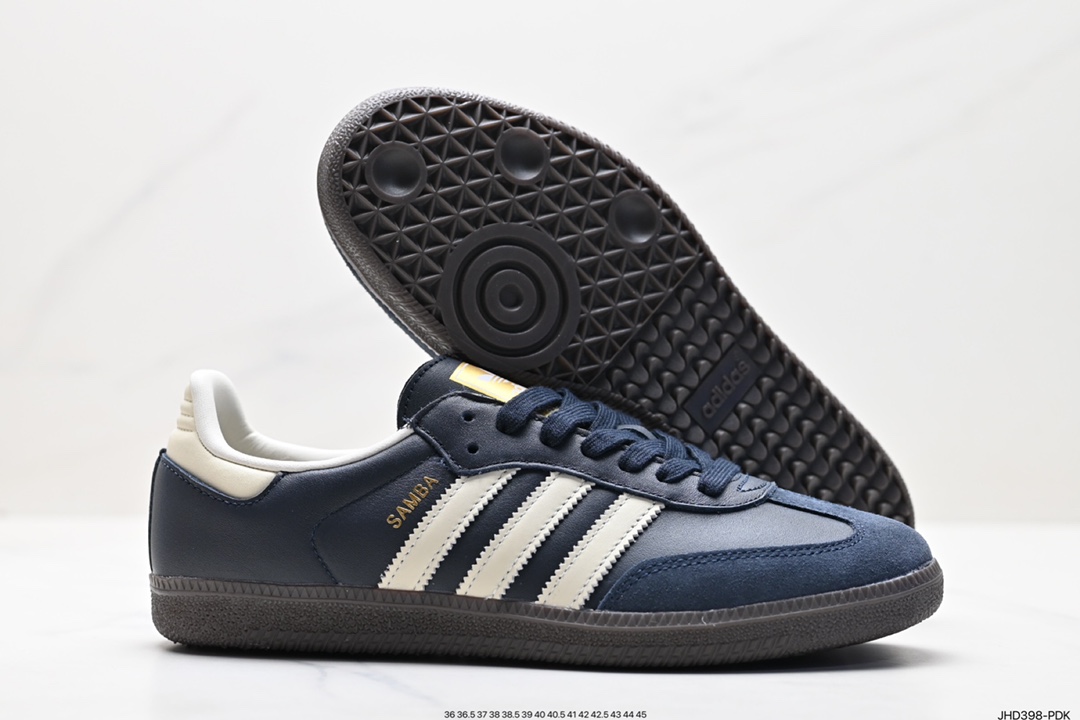 Adidas Originals Samba Vegan OG Samba Sneakers ”Leather Black and White Light Gray Caramel Bottom Eco-friendly Logo” ID2056