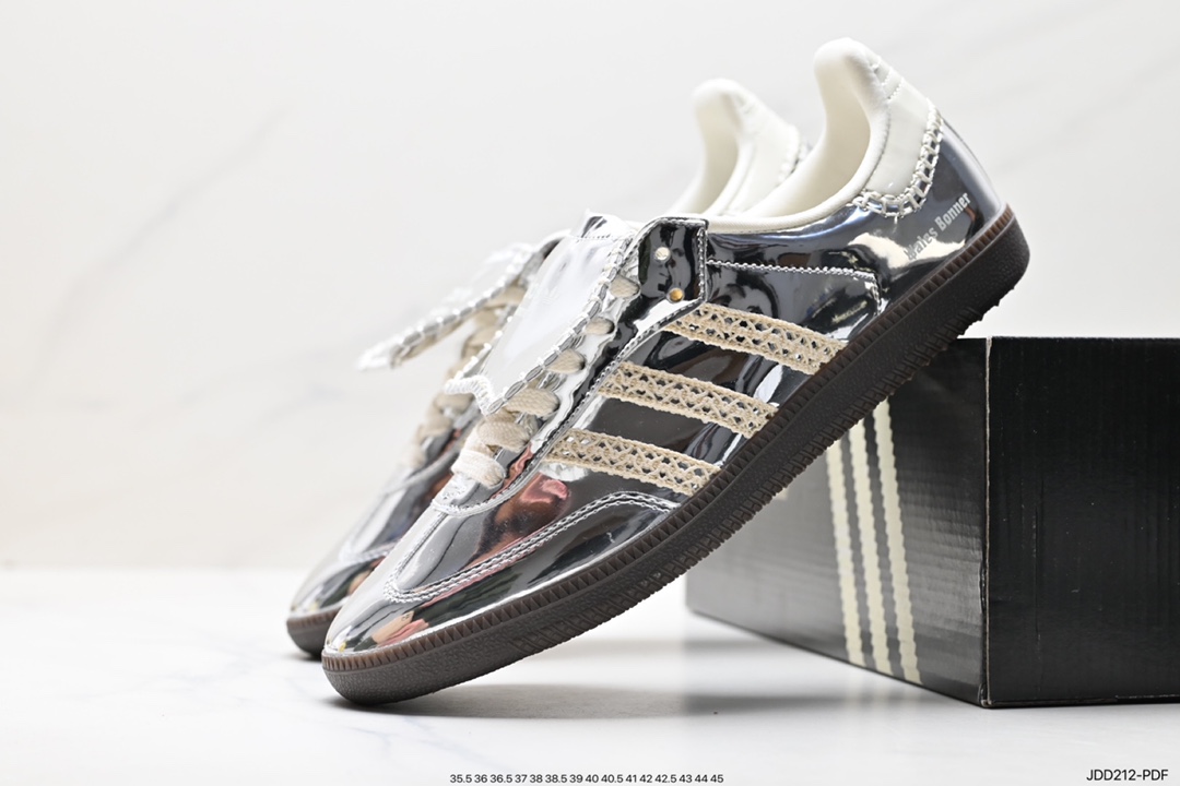 Adidas Originals Samba Vegan OG Samba series sneakers ”leather black and white light gray caramel bottom environmental protection logo” GY4344