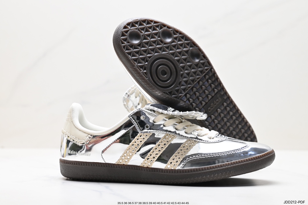 Adidas Originals Samba Vegan OG Samba series sneakers ”leather black and white light gray caramel bottom environmental protection logo” GY4344