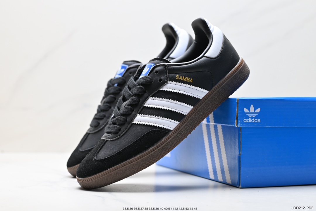 Adidas Originals Samba Vegan OG Samba Sneakers ”Leather Black and White Light Gray Caramel Bottom Eco-friendly Logo” GY4344