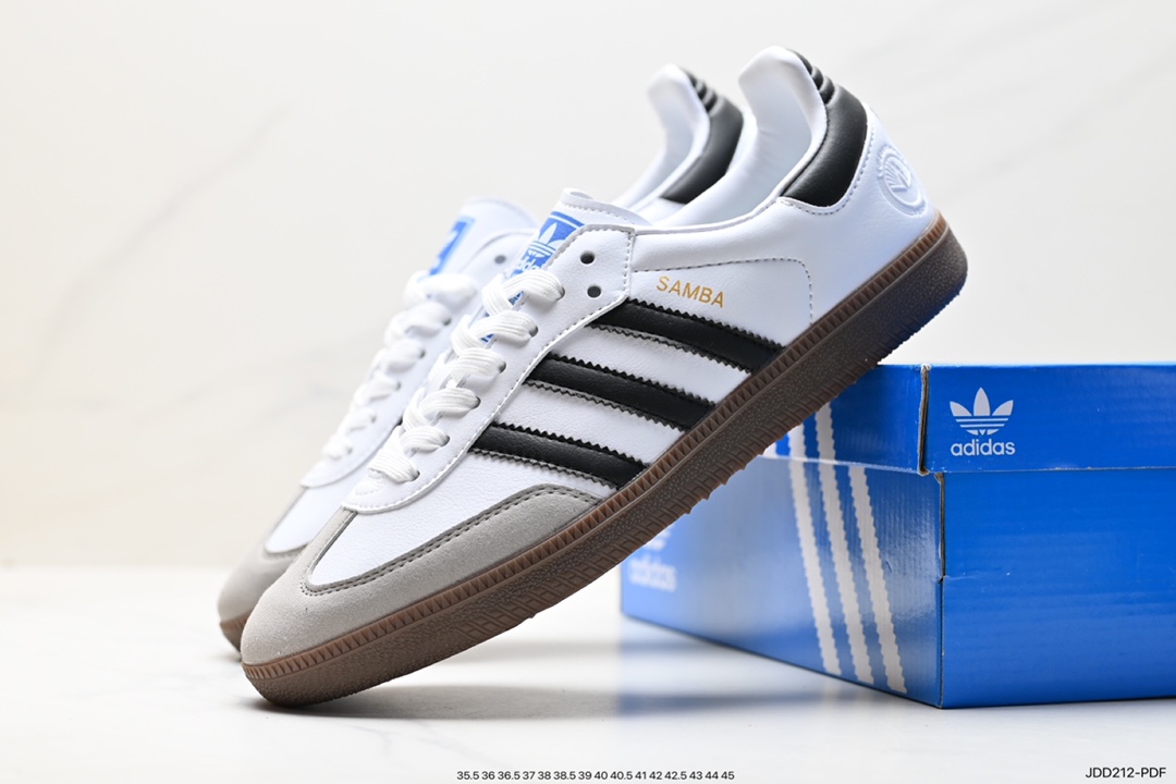 Adidas Originals Samba Vegan OG Samba Sneakers ”Leather Black and White Light Gray Caramel Bottom Eco-friendly Logo” GY4344