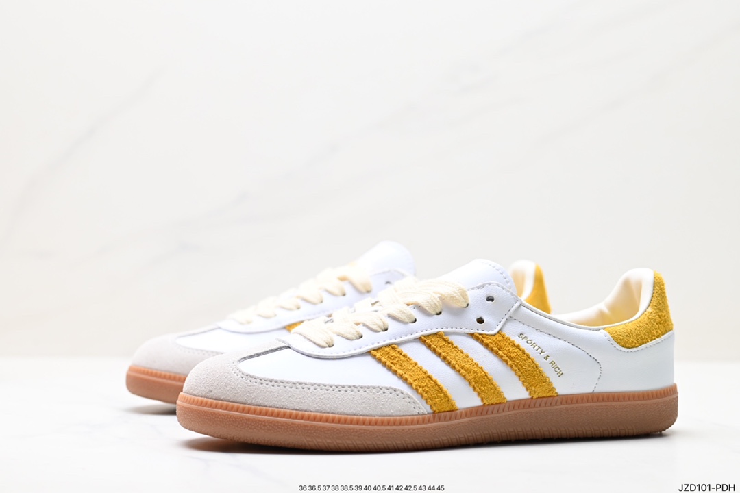 Adidas Originals Samba Vegan OG Samba series sneakers ”leather black light gray caramel bottom environmental protection logo” IF5661