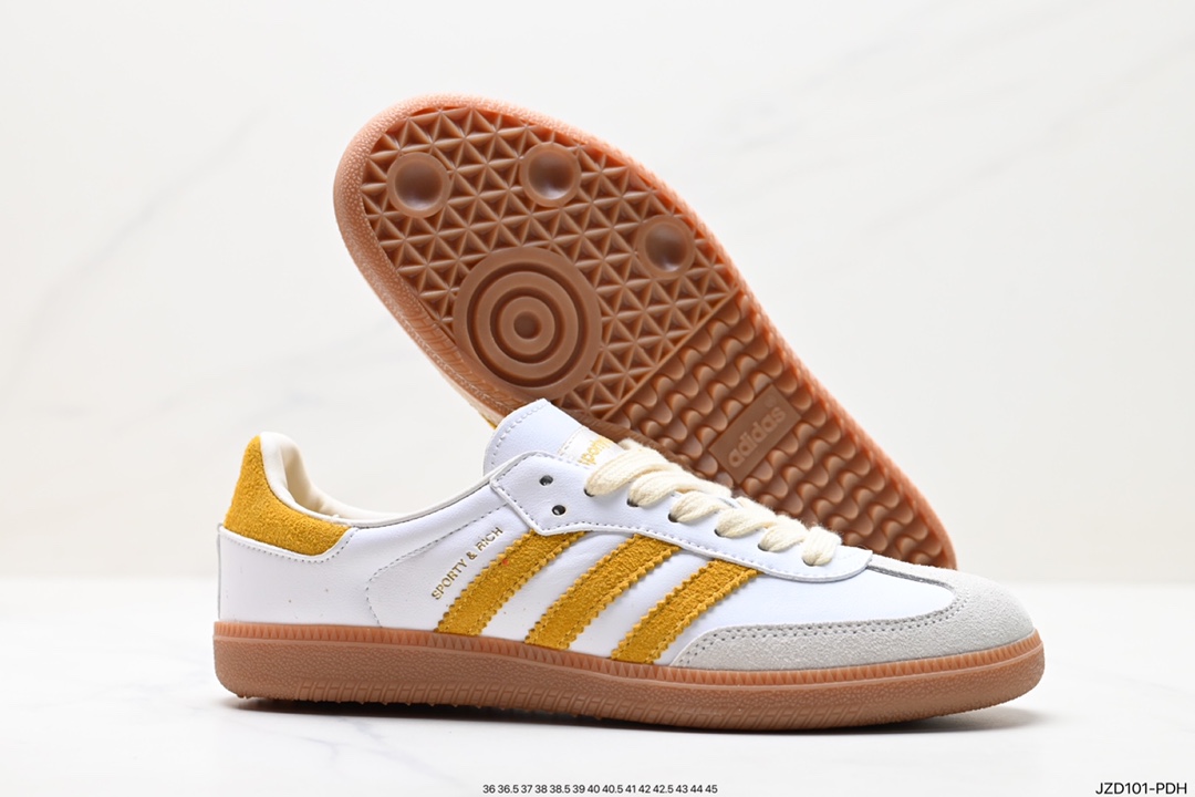 Adidas Originals Samba Vegan OG Samba series sneakers ”leather black light gray caramel bottom environmental protection logo” IF5661