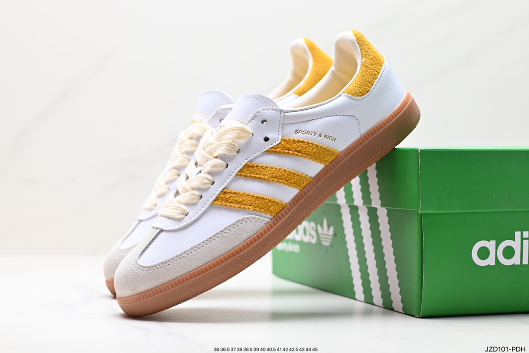 Adidas Originals Samba Vegan OG Samba series sneakers ”leather black light gray caramel bottom environmental protection logo” IF5661