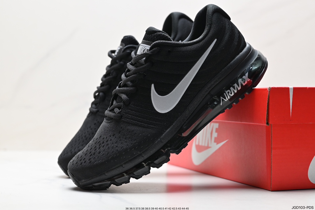 Nike Air Max 2017 ”Black/White” mesh full-palm air cushion casual sports all-match jogging shoes 849560-008