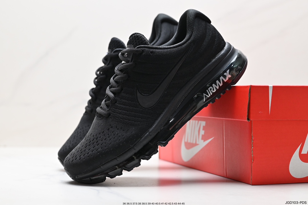 Nike Air Max 2017 ”Black/White” mesh full-palm air cushion casual sports all-match jogging shoes 849560-008