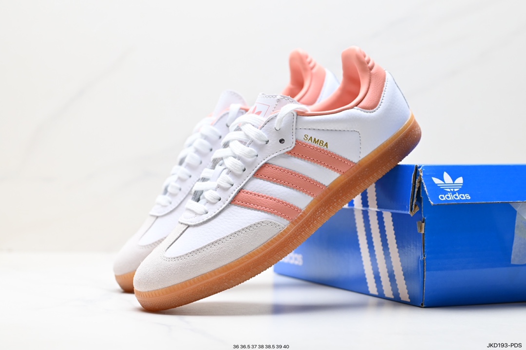 Adidas Originals Samba Vegan OG Samba Sneakers ”Leather Black and White Light Gray Caramel Bottom Environmental Protection Logo IG5932