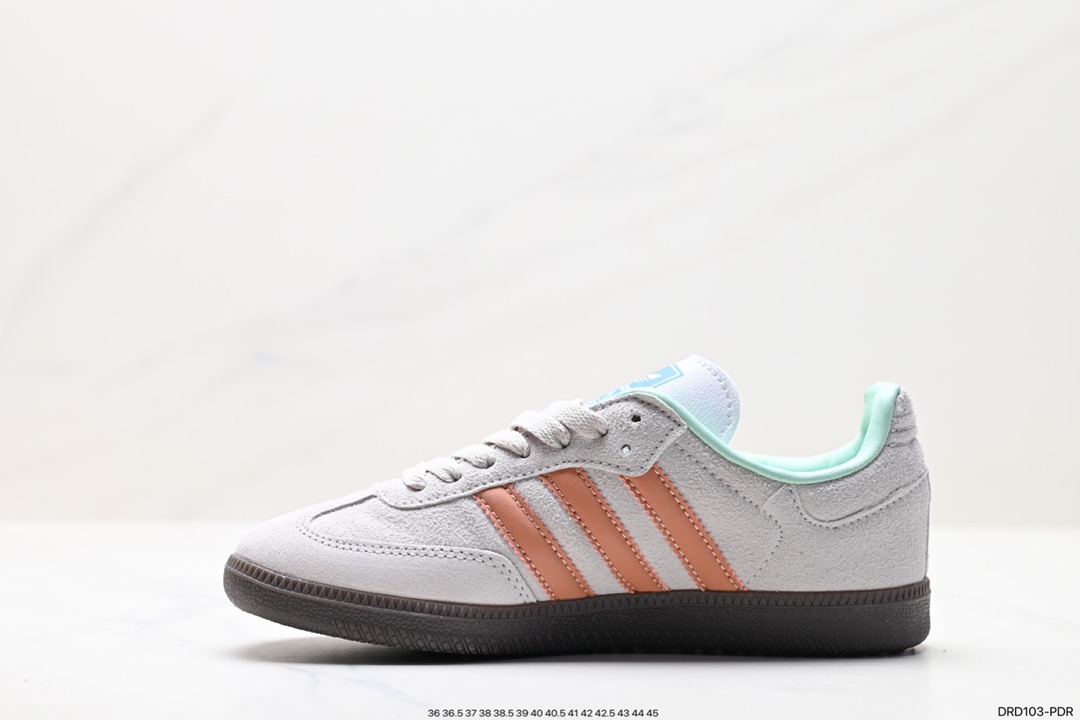 Adidas Originals Samba Vegan OG ”SPD” Samba Dance Sneakers ”Silver Mist Princess Lace Caramel Sole” ID2047