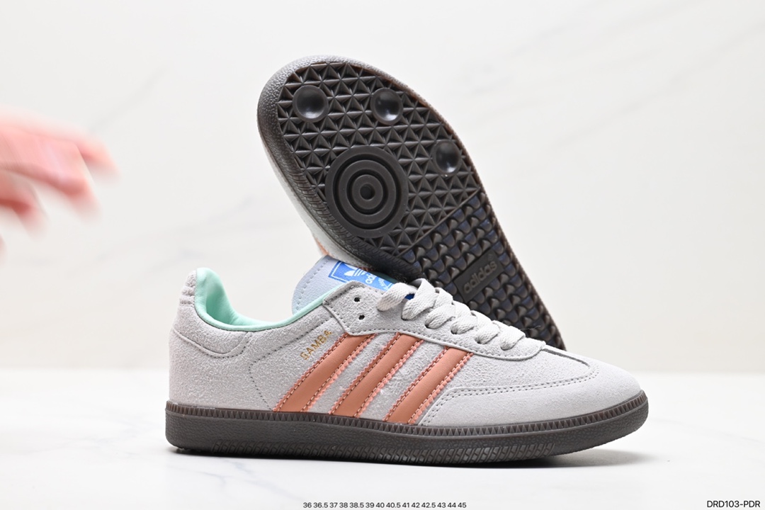 Adidas Originals Samba Vegan OG ”SPD” Samba Dance Sneakers ”Silver Mist Princess Lace Caramel Sole” ID2047