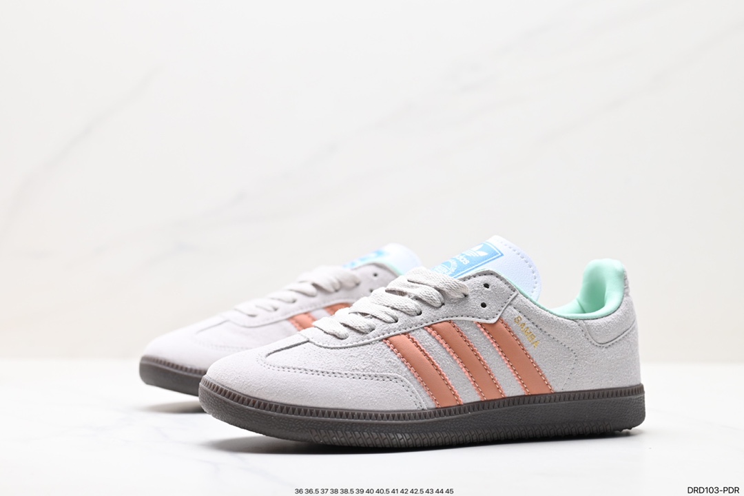 Adidas Originals Samba Vegan OG ”SPD” Samba Dance Sneakers ”Silver Mist Princess Lace Caramel Sole” ID2047