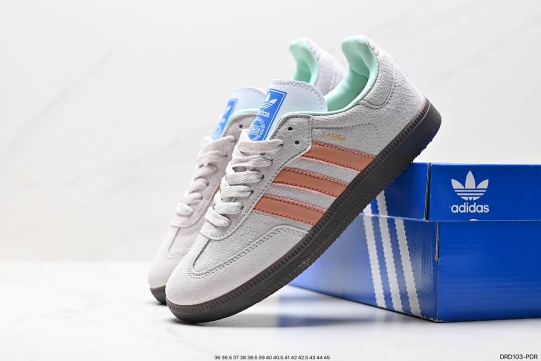 Adidas Originals Samba Vegan OG ”SPD” Samba Dance Sneakers ”Silver Mist Princess Lace Caramel Sole” ID2047