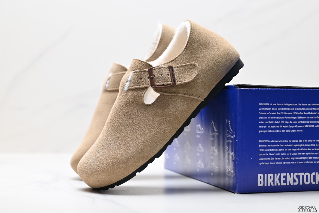 BIRKENSTOCK fur shoes for women, same style, cork slippers, Boston series