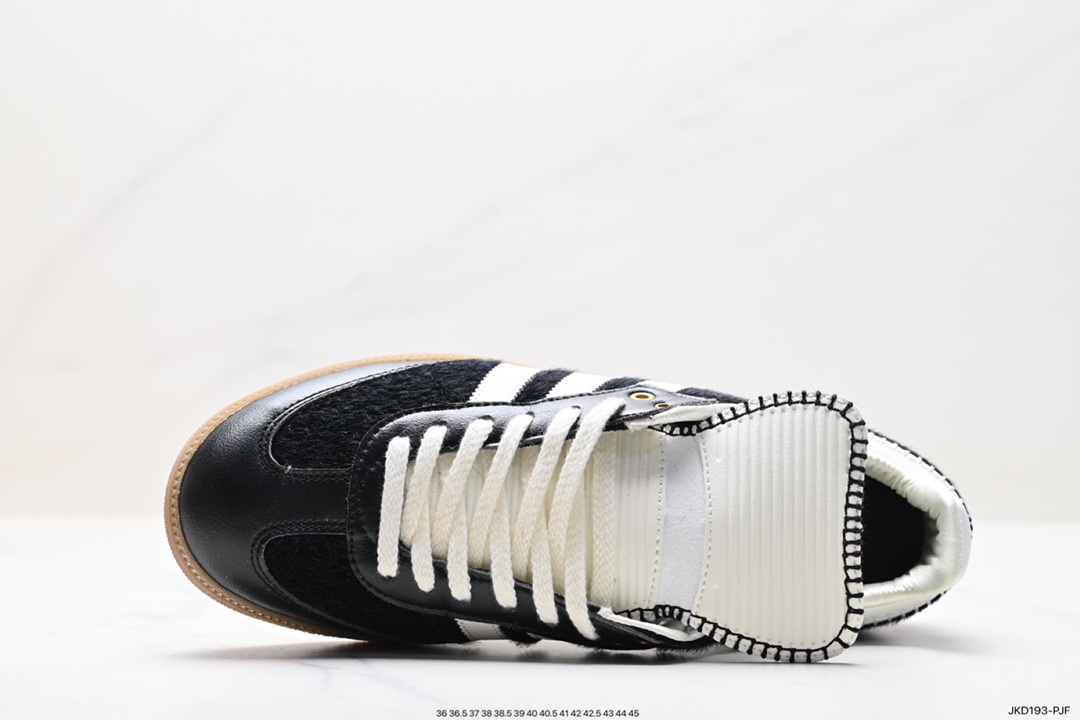 Adidas Originals Samba Vegan OG Samba Sneakers ”Leather Black and White Light Gray Caramel Bottom Environmental Protection Logo IE0580