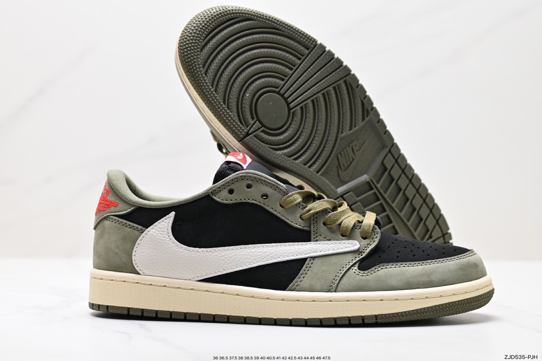 240 fragment design x Travis Scott x Nike Air Jordan 1 Low OG SP”Black/Green Toe“AJ1乔丹篮球鞋 DM7688-002