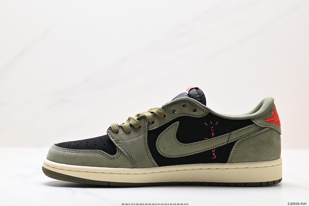 240 fragment design x Travis Scott x Nike Air Jordan 1 Low OG SP”Black/Green Toe“AJ1乔丹篮球鞋 DM7688-002