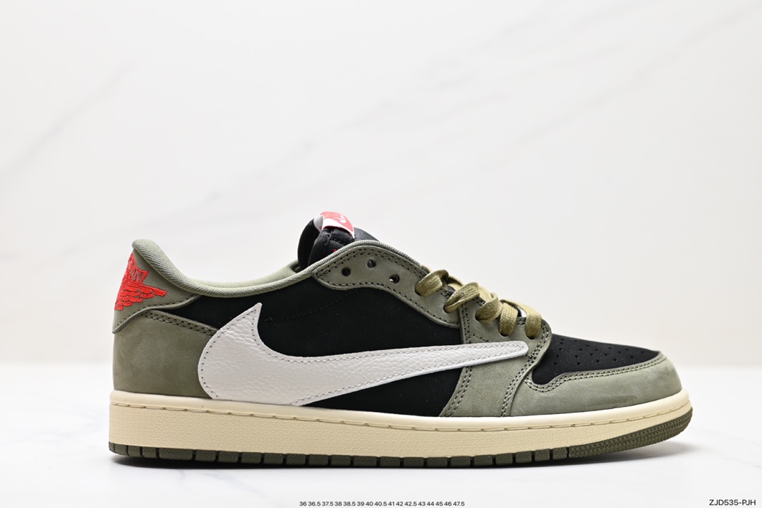 240 fragment design x Travis Scott x Nike Air Jordan 1 Low OG SP”Black/Green Toe“AJ1乔丹篮球鞋 DM7688-002