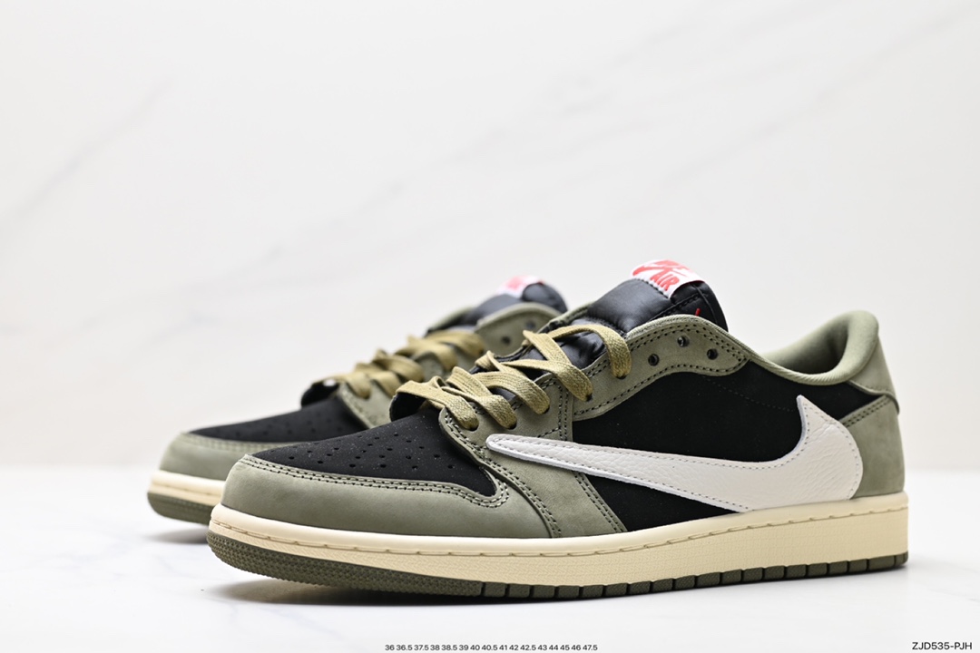 240 fragment design x Travis Scott x Nike Air Jordan 1 Low OG SP”Black/Green Toe“AJ1乔丹篮球鞋 DM7688-002