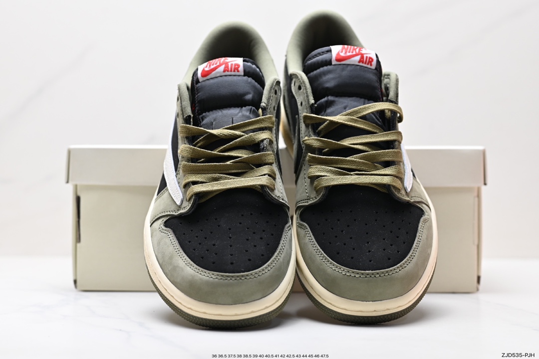 240 fragment design x Travis Scott x Nike Air Jordan 1 Low OG SP”Black/Green Toe“AJ1乔丹篮球鞋 DM7688-002