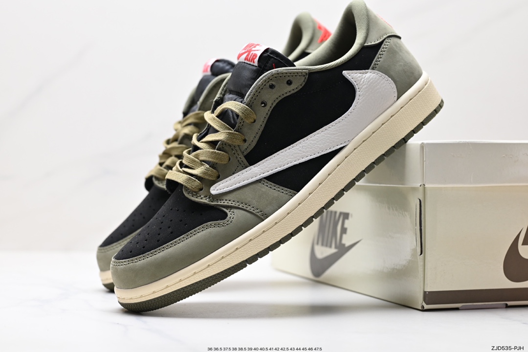 240 fragment design x Travis Scott x Nike Air Jordan 1 Low OG SP”Black/Green Toe“AJ1乔丹篮球鞋 DM7688-002