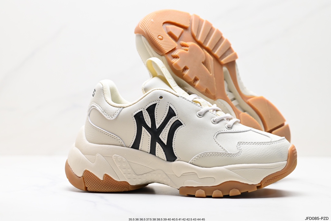 Korea Limited Release NY Yankees Limited x MLB Big Ball Chunky Mesh Thick-soled Running Shoes 3ASHBCW3N (GP007)