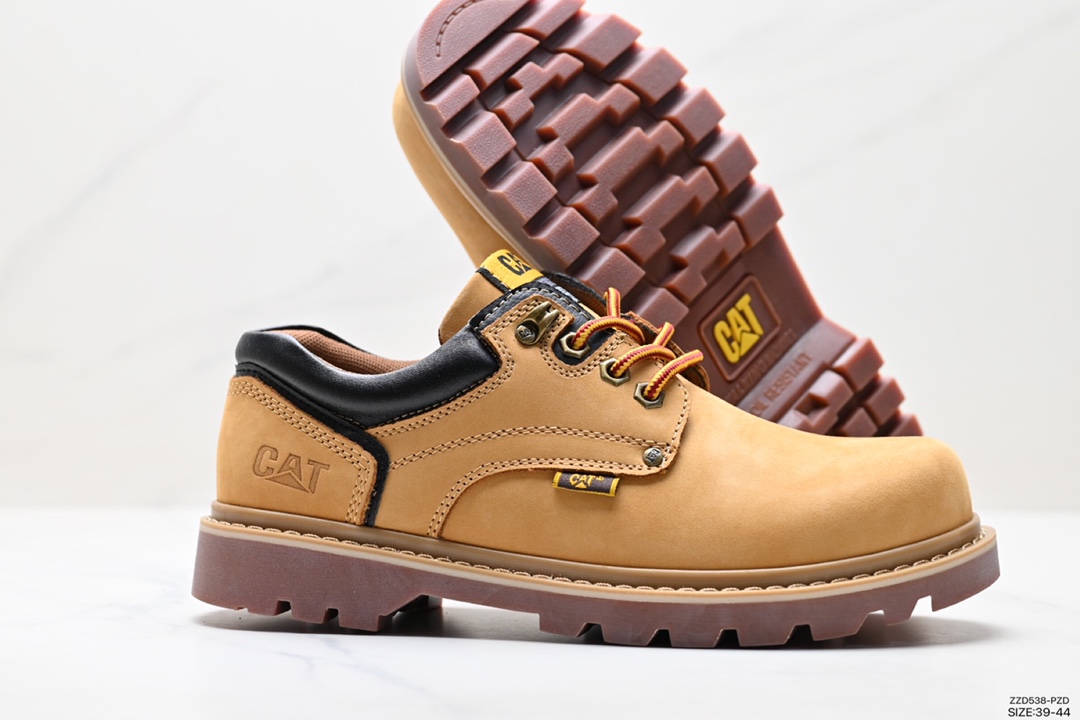 Tough bulldozer brand CAT Carter Glenrock B4C Low Martin boots ”Frosted wheat yellow and black” P720299