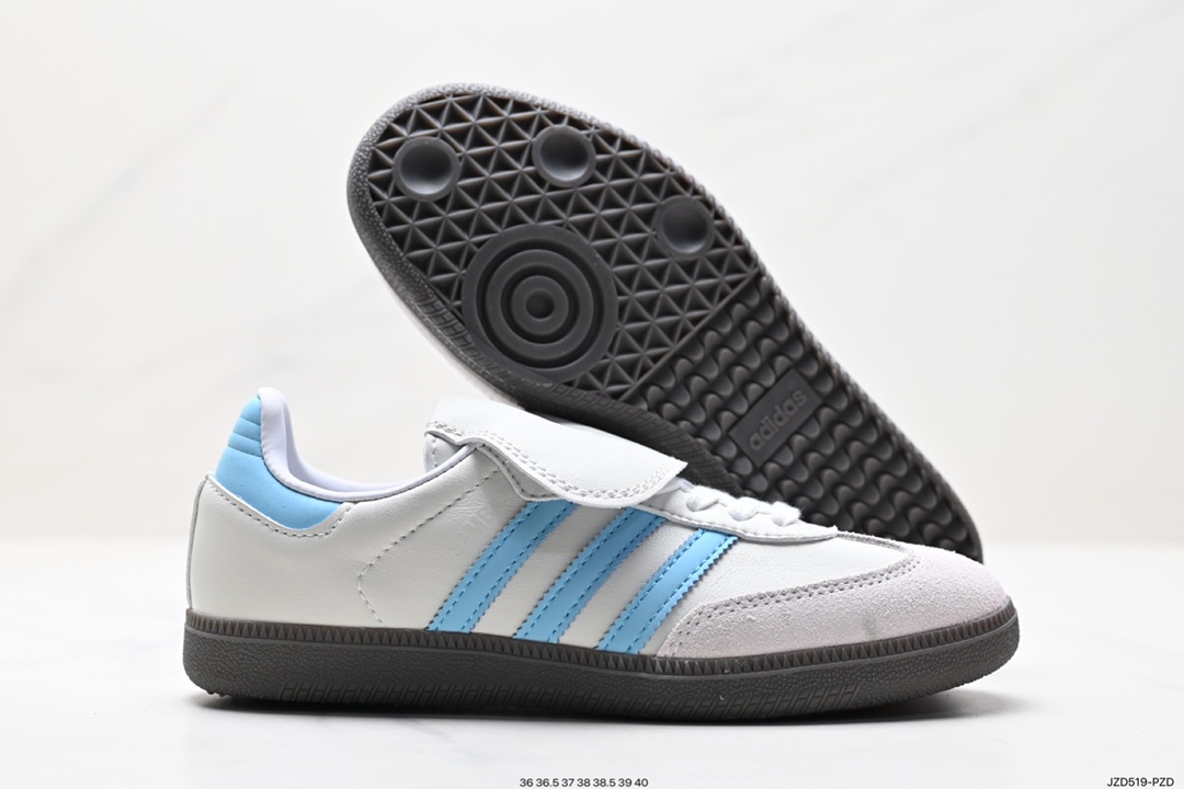 Adidas Originals Samba Vegan OG Samba Dance Sneakers ”Leather Black and White Light Gray Caramel Bottom Environmental Protection Logo IG1024-K