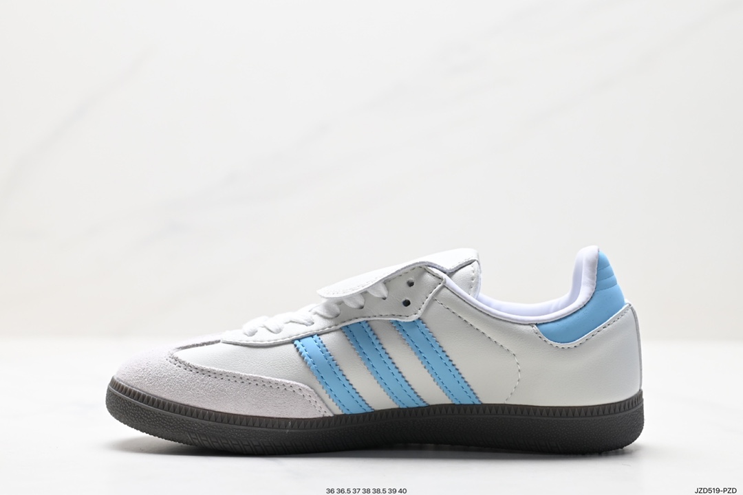 Adidas Originals Samba Vegan OG Samba Dance Sneakers ”Leather Black and White Light Gray Caramel Bottom Environmental Protection Logo IG1024-K