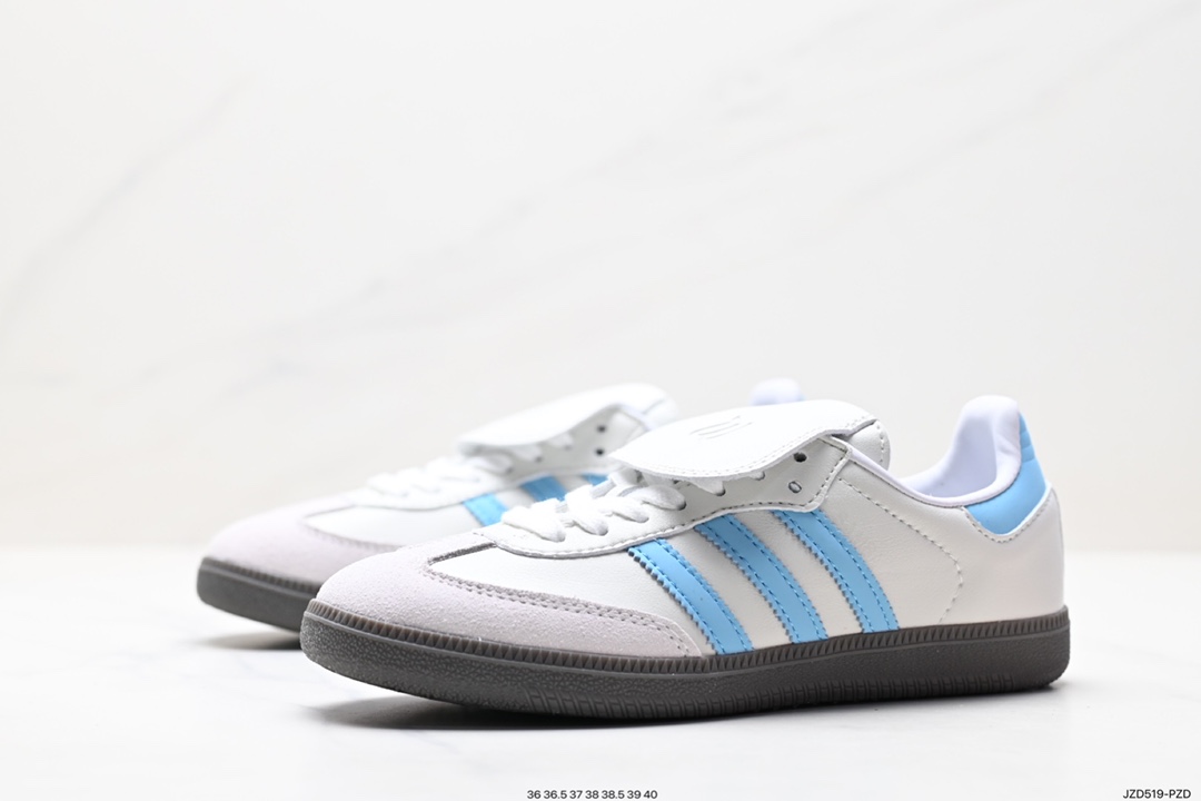 Adidas Originals Samba Vegan OG Samba Dance Sneakers ”Leather Black and White Light Gray Caramel Bottom Environmental Protection Logo IG1024-K