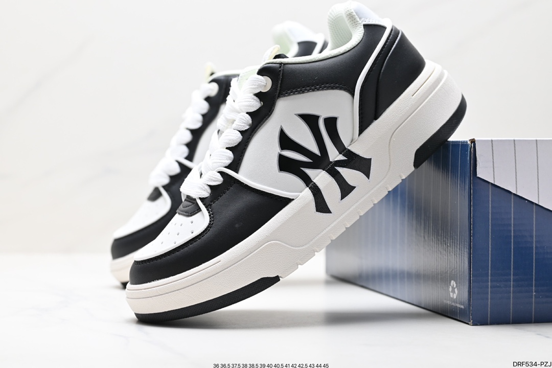 Korea Limited Release NY Yankees Limited x MLB Big Ball Chunky Mesh Thick-soled Running Shoes ”Mesh Ivory Black NY Print” 3ASXCLB3N (GP003C)