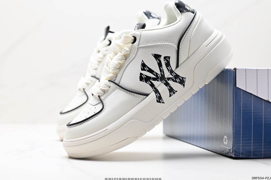 Korea Limited Release NY Yankees Limited x MLB Big Ball Chunky Mesh Thick-soled Running Shoes ”Mesh Ivory Black NY Print” 3ASXCLB3N (GP003C)