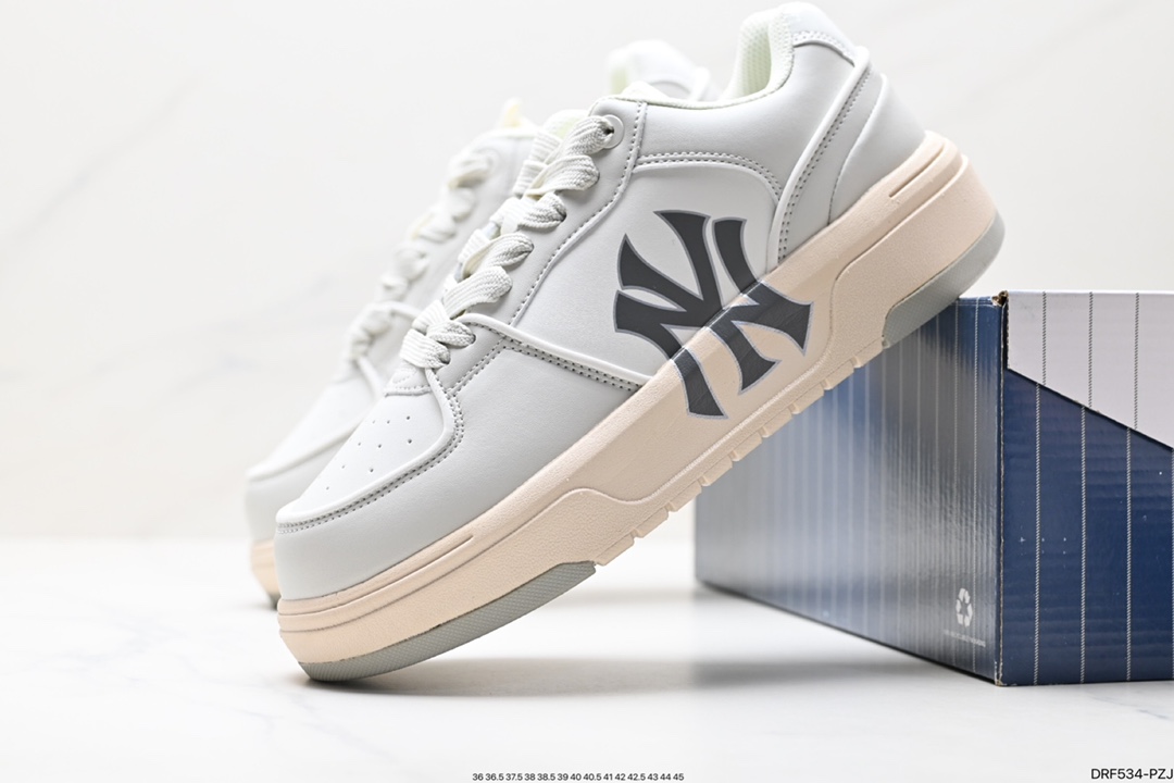 Korea Limited Release NY Yankees Limited x MLB Big Ball Chunky Mesh Thick-soled Running Shoes ”Mesh Ivory Black NY Print” 3ASXCLB3N (GP003C)