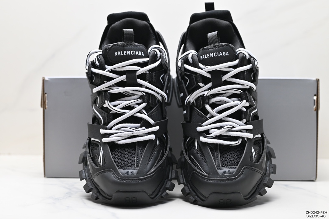 300 巴黎世家BALENCIAGA Track Trainers 3.0代复古野跑姥爹潮流百搭慢跑鞋“米白巧克力棕”