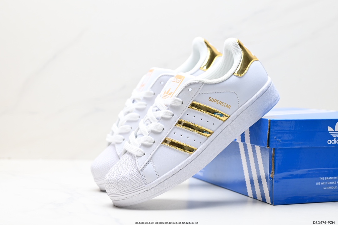 100 阿迪达斯Adidas三叶草 Originals Superstar”Sail/Green/Lace“贝壳头板鞋 B27140