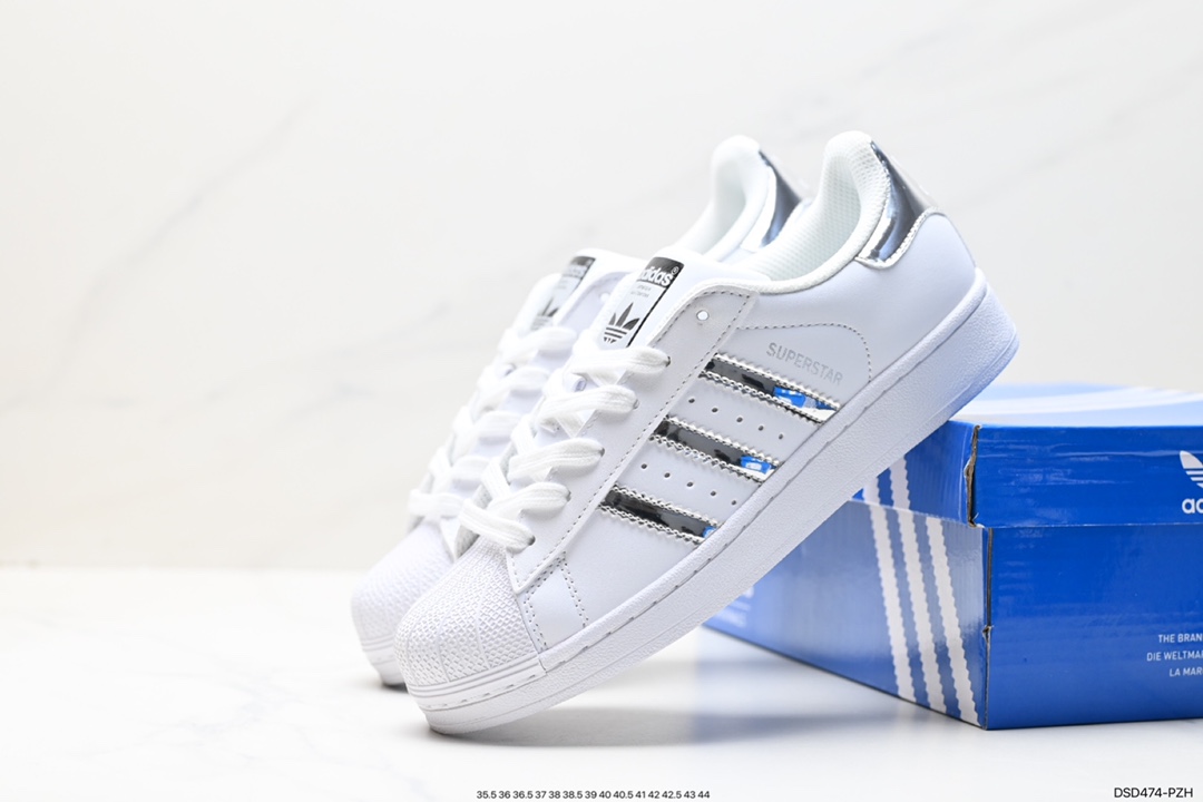 100 阿迪达斯Adidas三叶草 Originals Superstar”Sail/Green/Lace“贝壳头板鞋 B27140