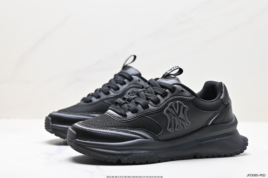 Korea Limited Release NY Yankees Limited x MLB Big Ball Chunky Mesh Thick-soled Daddy Jogging Shoes ”Mesh Ivory White Black NY Print” 3ASHCRL3N (GP003)