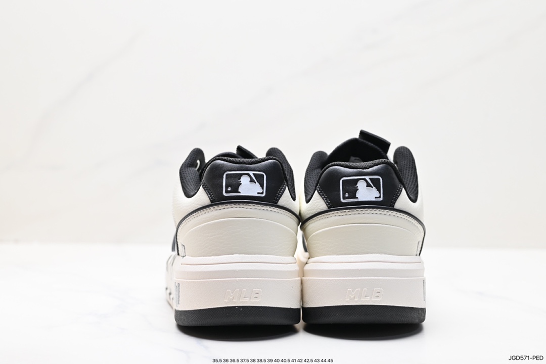 Korea Limited Release NY Yankees Limited x MLB Big Ball Chunky Mesh Thick-soled Daddy Jogging Shoes ”Mesh Ivory White Black NY Print” 3ASXCA12N (G001)