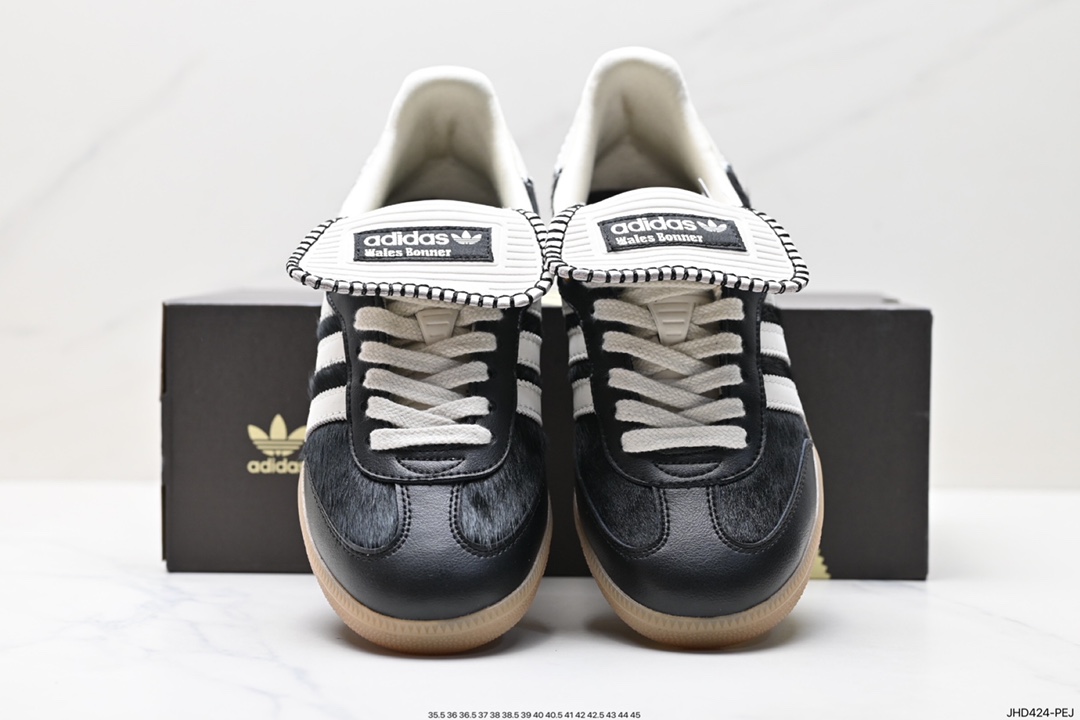 Adidas Originals Samba Vegan OG Samba Sneakers ”Leather Black and White Light Gray Caramel Bottom Environmental Protection Logo IE0580