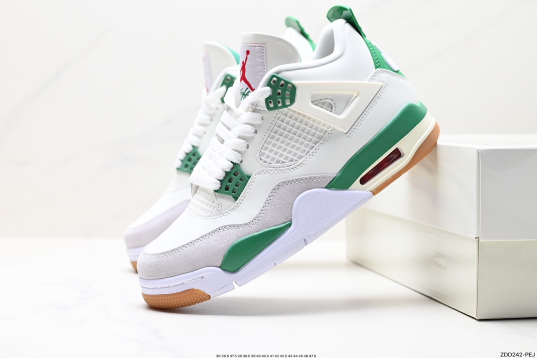 Nike Wmns Air Jordan 4 Retro GS ”Linen” Michael Jordan AJ4 mid-top retro casual sports culture basketball shoes ”White Khaki”