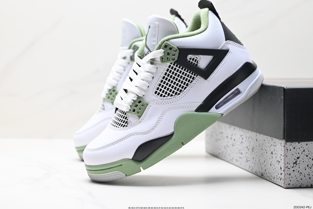 Nike Wmns Air Jordan 4 Retro GS ”Linen” Michael Jordan AJ4 mid-top retro casual sports culture basketball shoes ”White Khaki”