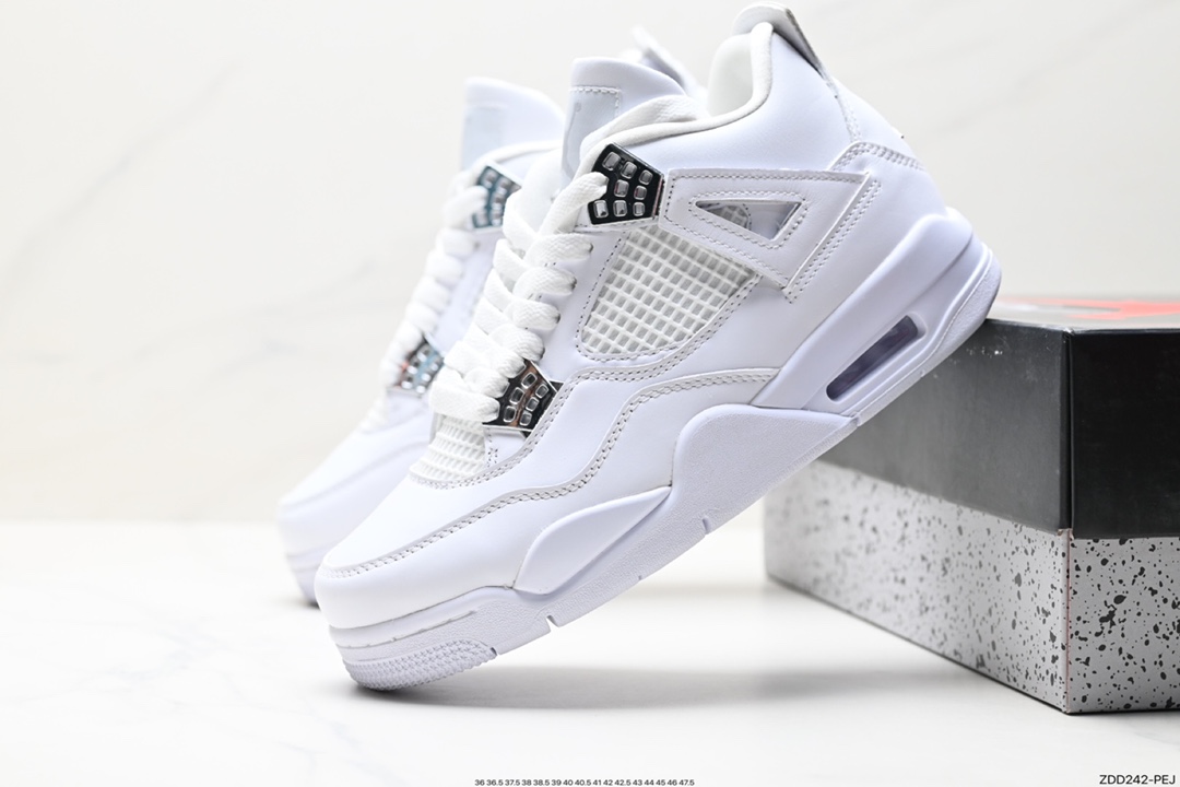 Nike Wmns Air Jordan 4 Retro GS ”Linen” Michael Jordan AJ4 mid-top retro casual sports culture basketball shoes ”White Khaki”