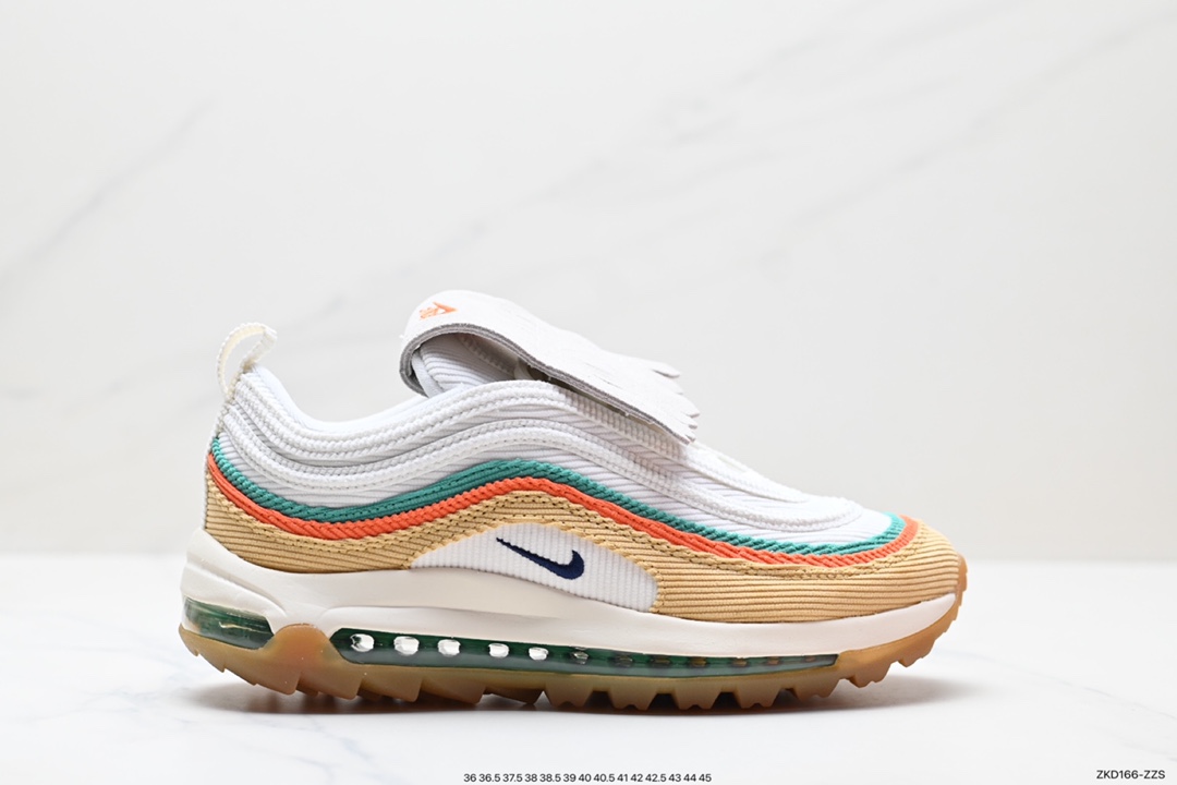 270 NK Air Max 97 美国公开赛 ’Wing it‘ 高尔夫细节 灯芯绒子弹全掌气垫复古运动鞋 CJ0563-400