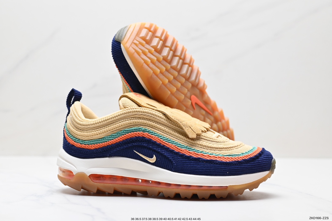 270 NK Air Max 97 美国公开赛 ’Wing it‘ 高尔夫细节 灯芯绒子弹全掌气垫复古运动鞋 CJ0563-400