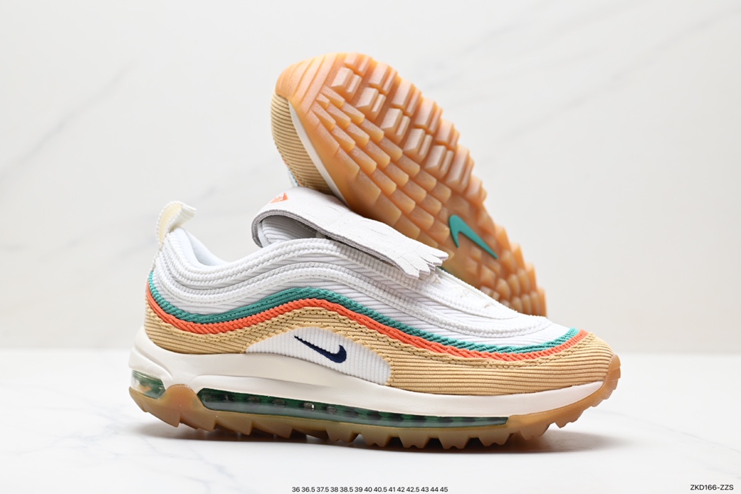 270 NK Air Max 97 美国公开赛 ’Wing it‘ 高尔夫细节 灯芯绒子弹全掌气垫复古运动鞋 CJ0563-400