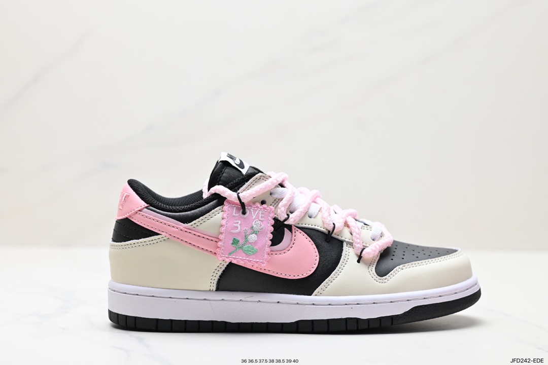 Nike Skateboard Shoes Pink White Lychee Pattern Rubber Low Tops