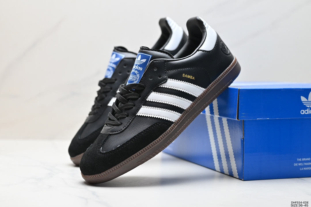 95 阿迪达斯三叶草Adidas Originals Samba Vegan OG”SPD”桑巴舞板鞋“银雾公主蕾丝边焦糖底” FW2427